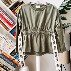 Zara Long-sleeve Olive Top